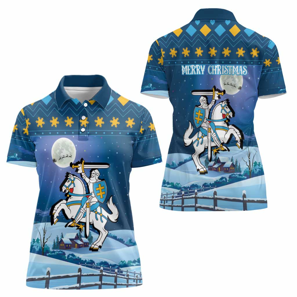 Lithuania Christmas Women Polo Shirt Coat Of Arms Merry Xmas - Wonder Print Shop