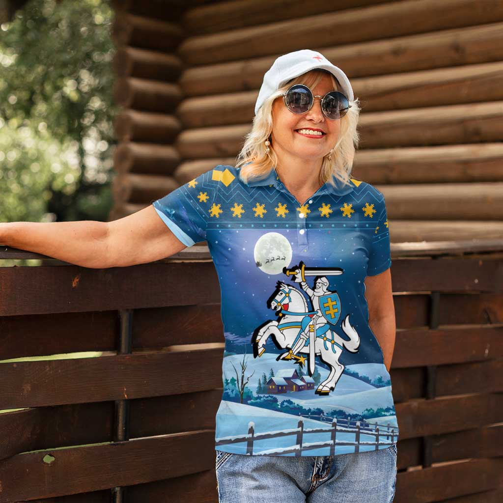 Lithuania Christmas Women Polo Shirt Coat Of Arms Merry Xmas - Wonder Print Shop