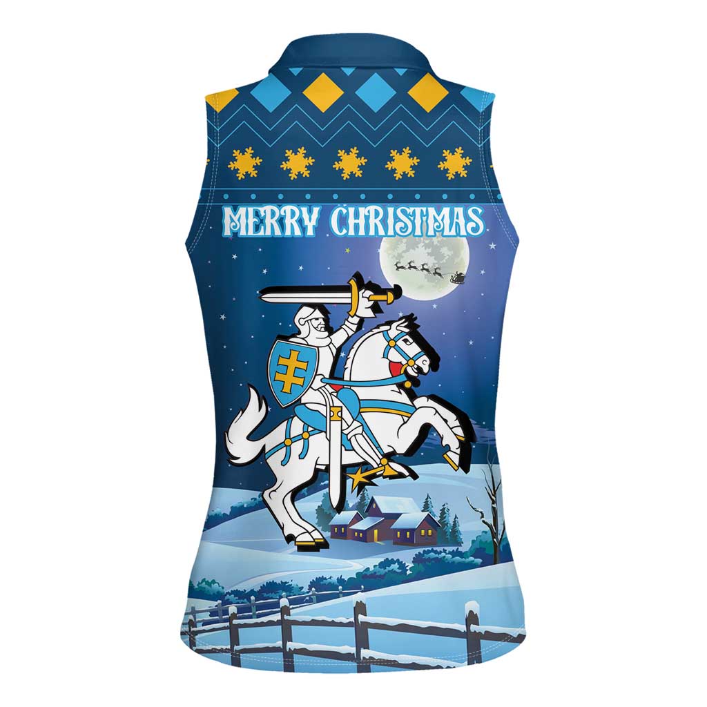 Lithuania Christmas Women Sleeveless Polo Shirt Coat Of Arms Merry Xmas - Wonder Print Shop