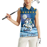 Lithuania Christmas Women Sleeveless Polo Shirt Coat Of Arms Merry Xmas - Wonder Print Shop