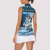 Lithuania Christmas Women Sleeveless Polo Shirt Coat Of Arms Merry Xmas - Wonder Print Shop