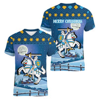 Lithuania Christmas Women V-Neck T-Shirt Coat Of Arms Merry Xmas - Wonder Print Shop