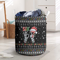 Six Seven Funny Skeleton Fingers Christmas Laundry Basket Creepy Santa Skeleton Hands - Wonder Print Shop