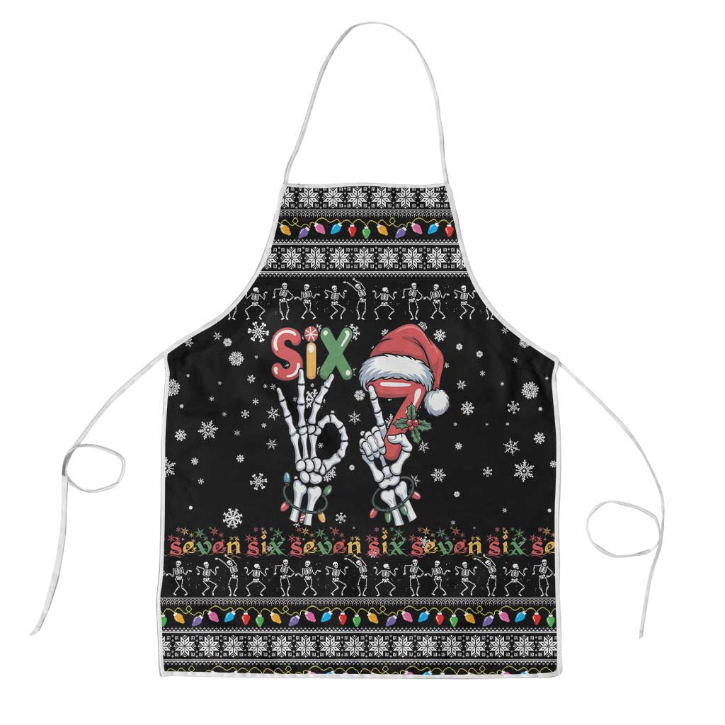 Six Seven Funny Skeleton Fingers Christmas Apron Creepy Santa Skeleton Hands - Wonder Print Shop