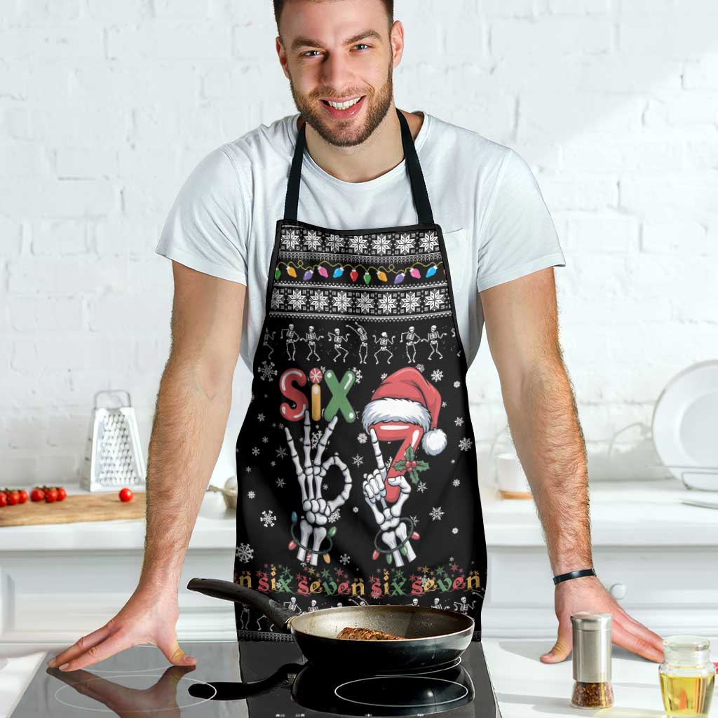 Six Seven Funny Skeleton Fingers Christmas Apron Creepy Santa Skeleton Hands - Wonder Print Shop