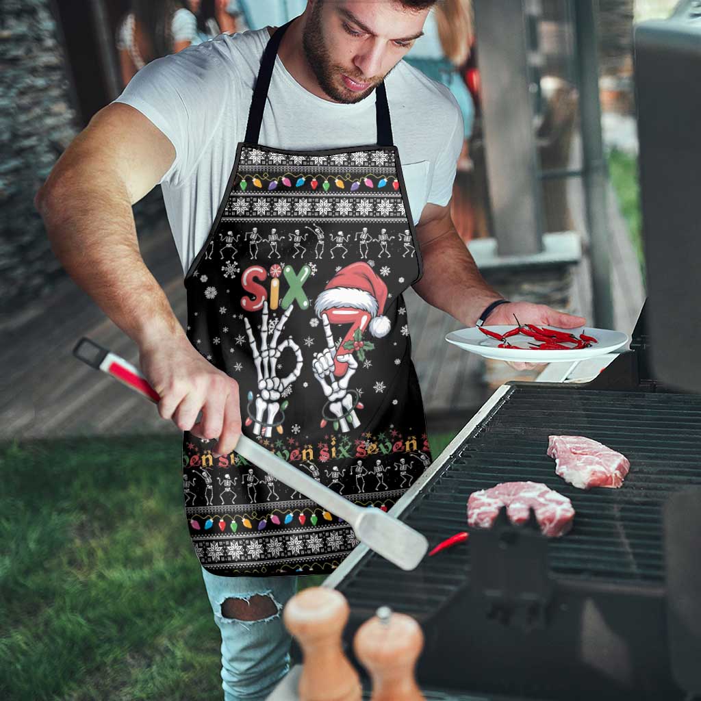 Six Seven Funny Skeleton Fingers Christmas Apron Creepy Santa Skeleton Hands - Wonder Print Shop