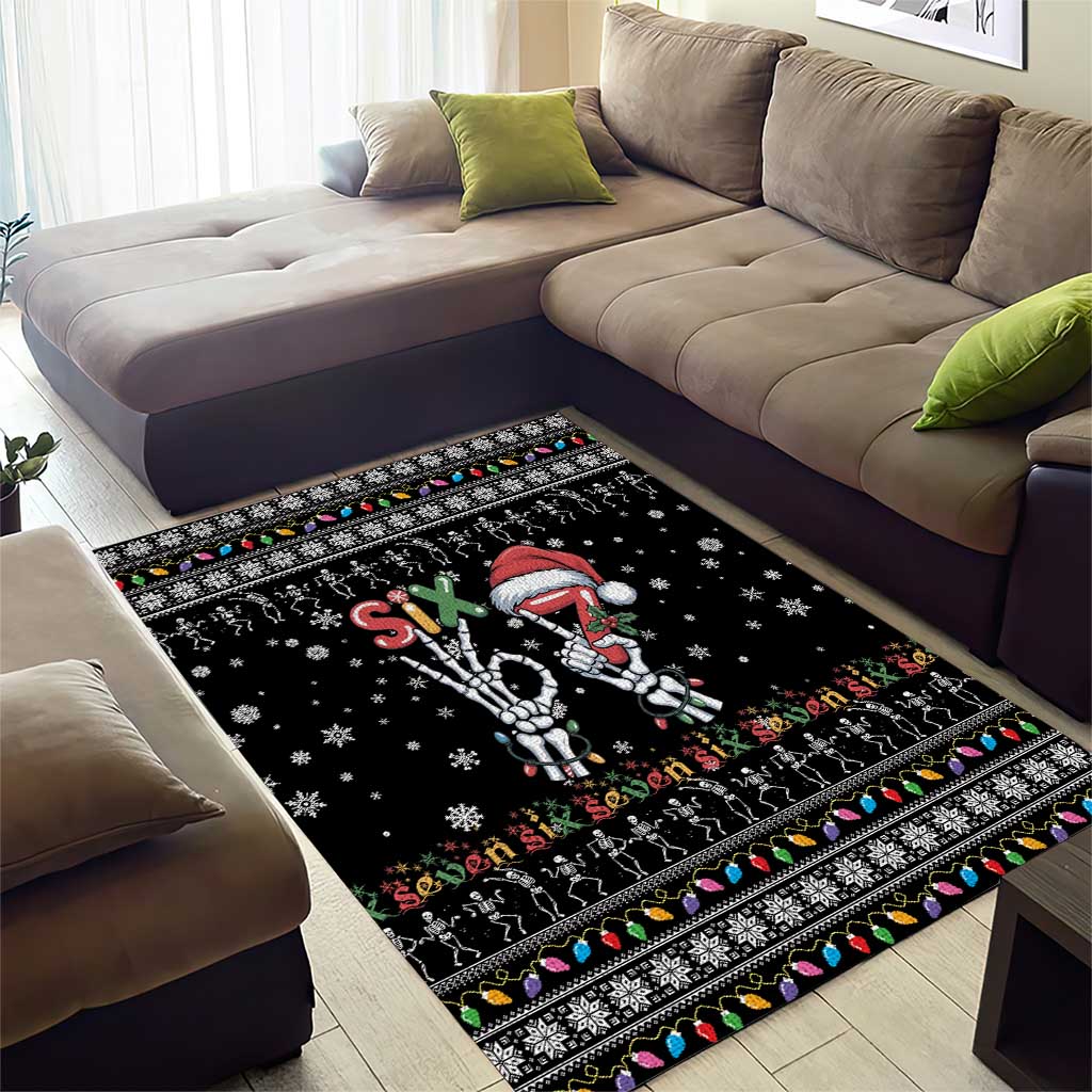 Six Seven Funny Skeleton Fingers Christmas Area Rug Creepy Santa Skeleton Hands - Wonder Print Shop