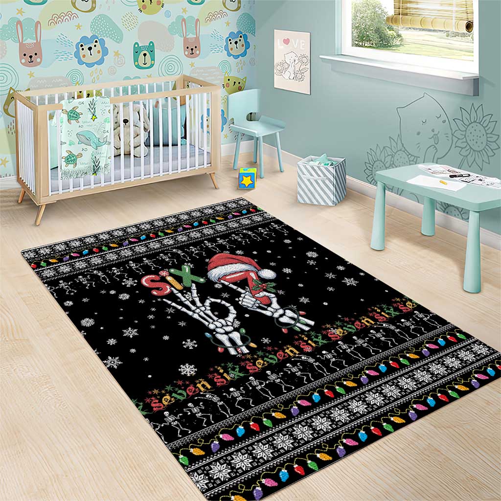 Six Seven Funny Skeleton Fingers Christmas Area Rug Creepy Santa Skeleton Hands - Wonder Print Shop