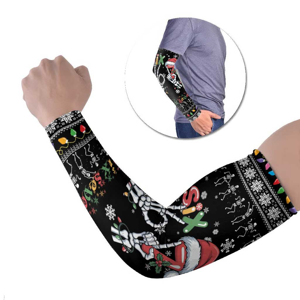 Six Seven Funny Skeleton Fingers Christmas Arm Sleeves Creepy Santa Skeleton Hands - Wonder Print Shop
