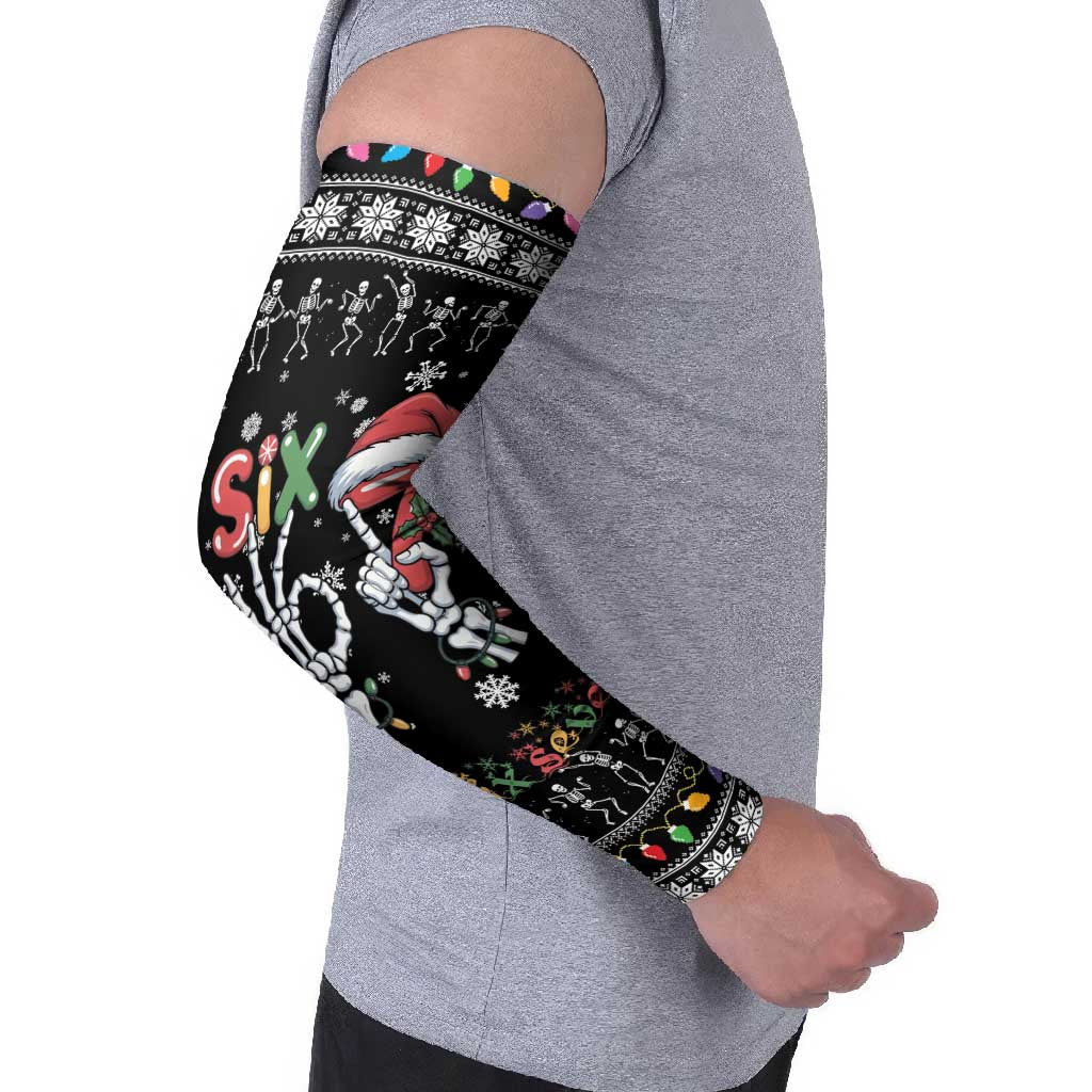 Six Seven Funny Skeleton Fingers Christmas Arm Sleeves Creepy Santa Skeleton Hands - Wonder Print Shop