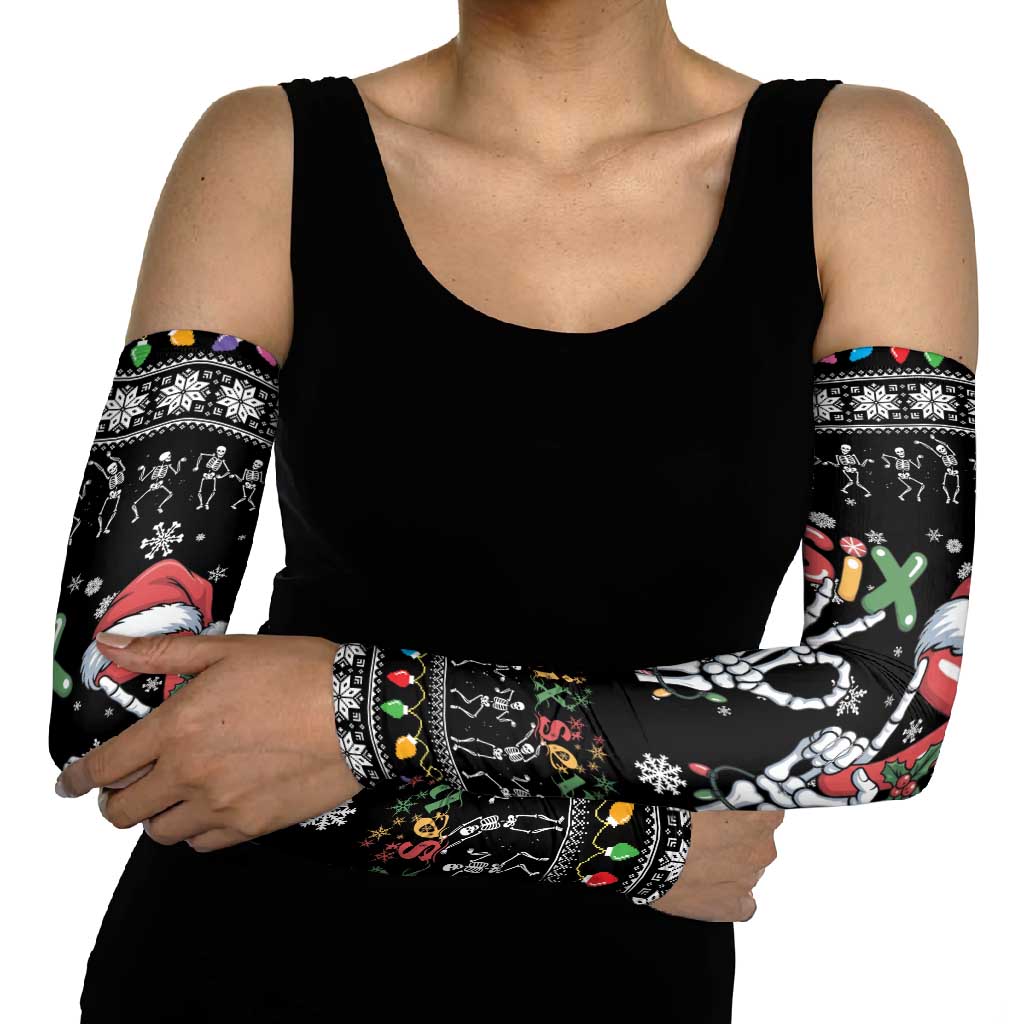 Six Seven Funny Skeleton Fingers Christmas Arm Sleeves Creepy Santa Skeleton Hands - Wonder Print Shop