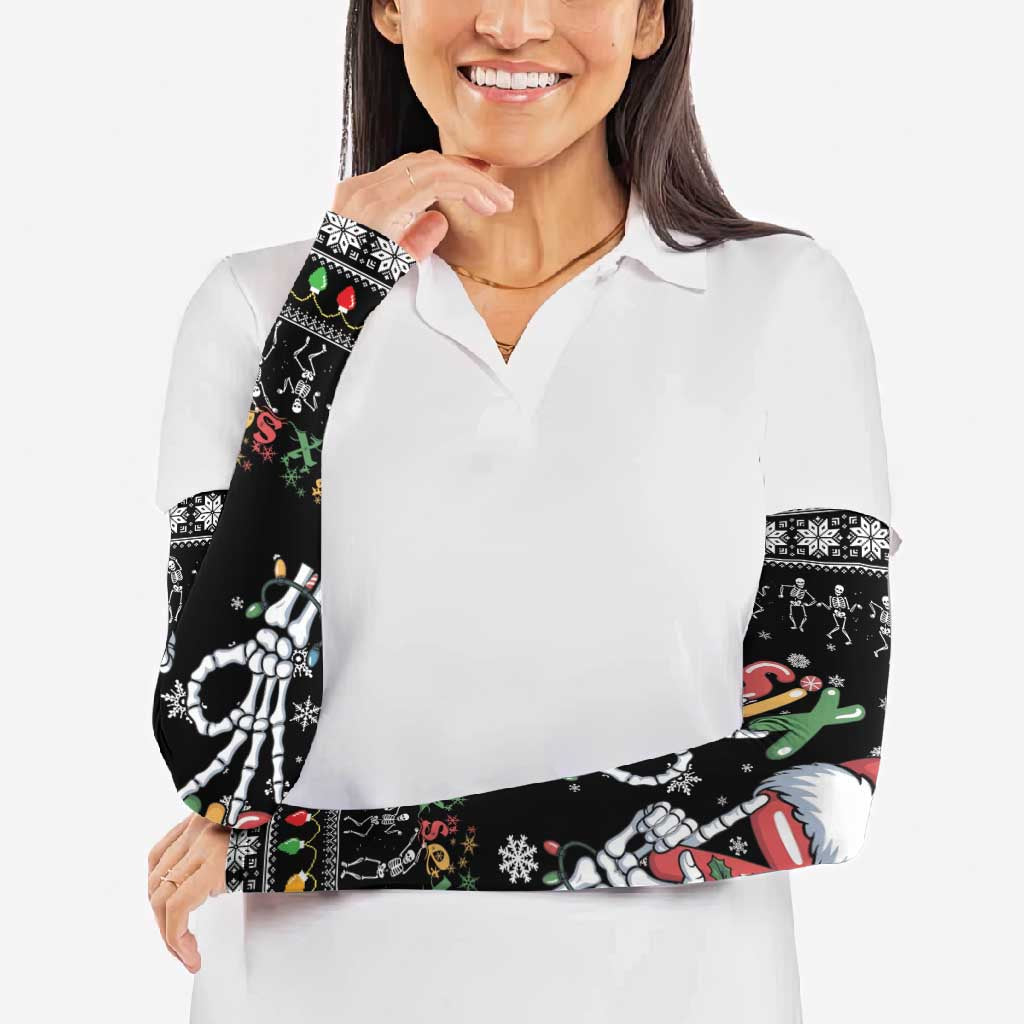 Six Seven Funny Skeleton Fingers Christmas Arm Sleeves Creepy Santa Skeleton Hands - Wonder Print Shop