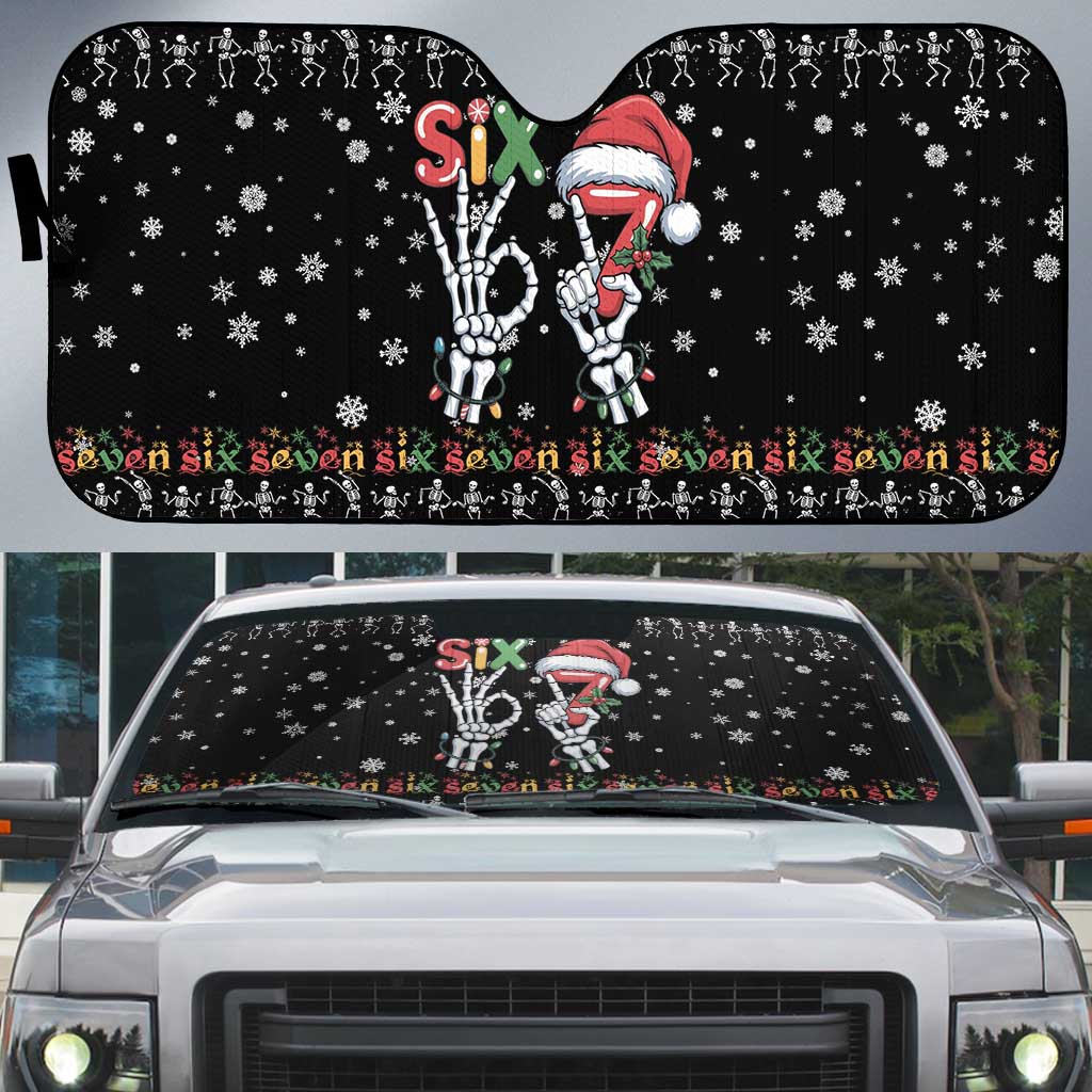 Six Seven Funny Skeleton Fingers Christmas Auto Sun Shade Creepy Santa Skeleton Hands - Wonder Print Shop