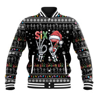 Six Seven Funny Skeleton Fingers Christmas Baseball Jacket Creepy Santa Skeleton Hands - Wonder Print Shop