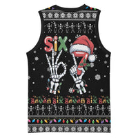 Six Seven Funny Skeleton Fingers Christmas Basketball Jersey Creepy Santa Skeleton Hands - Wonder Print Shop