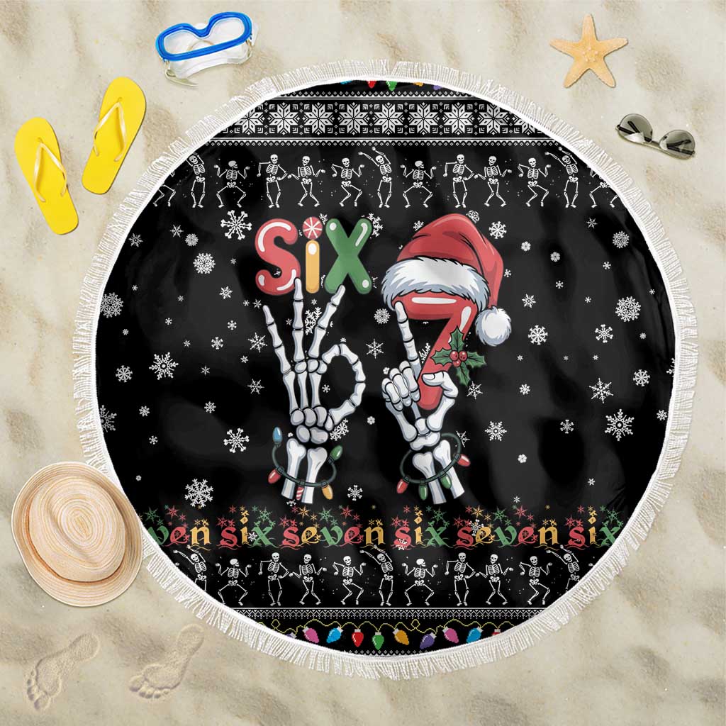 Six Seven Funny Skeleton Fingers Christmas Beach Blanket Creepy Santa Skeleton Hands - Wonder Print Shop
