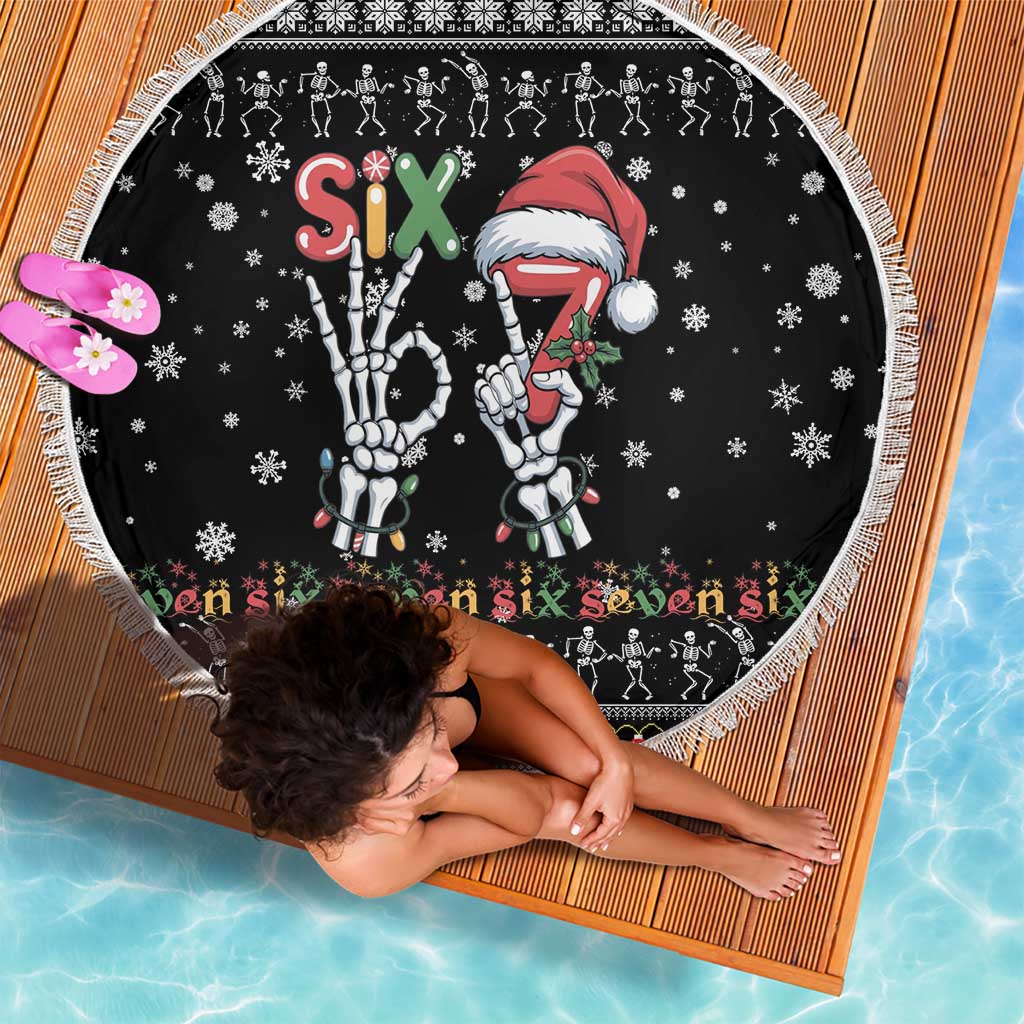 Six Seven Funny Skeleton Fingers Christmas Beach Blanket Creepy Santa Skeleton Hands - Wonder Print Shop