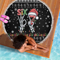 Six Seven Funny Skeleton Fingers Christmas Beach Blanket Creepy Santa Skeleton Hands - Wonder Print Shop