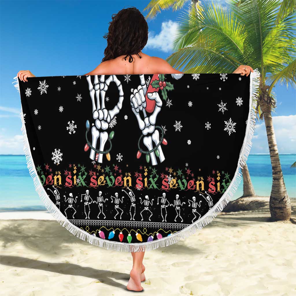 Six Seven Funny Skeleton Fingers Christmas Beach Blanket Creepy Santa Skeleton Hands - Wonder Print Shop