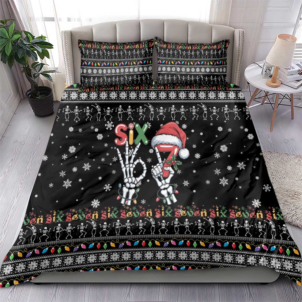 Six Seven Funny Skeleton Fingers Christmas Bedding Set Creepy Santa Skeleton Hands - Wonder Print Shop