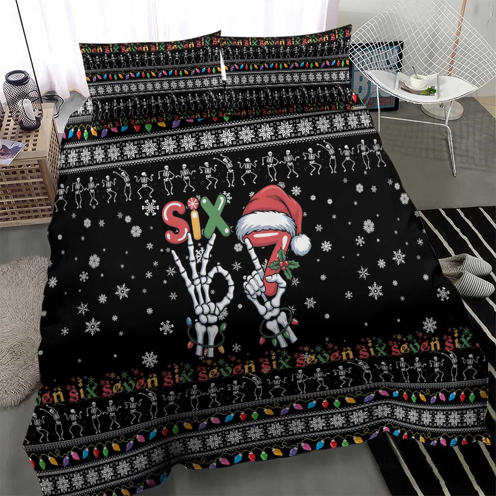 Six Seven Funny Skeleton Fingers Christmas Bedding Set Creepy Santa Skeleton Hands - Wonder Print Shop