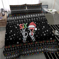 Six Seven Funny Skeleton Fingers Christmas Bedding Set Creepy Santa Skeleton Hands - Wonder Print Shop