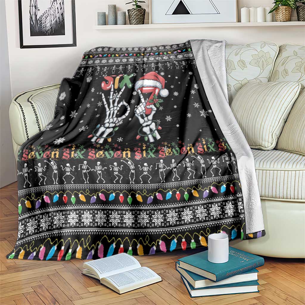 Six Seven Funny Skeleton Fingers Christmas Blanket Creepy Santa Skeleton Hands - Wonder Print Shop