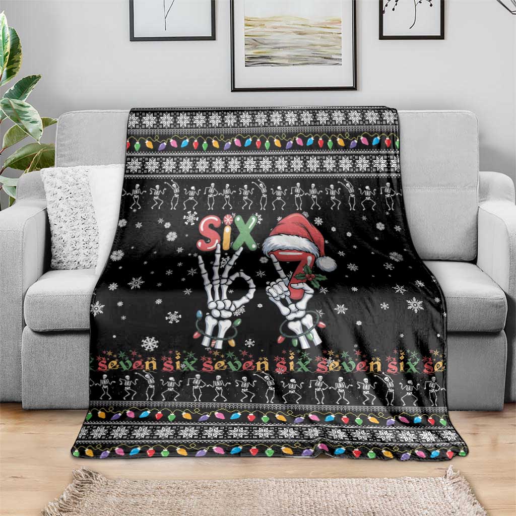 Six Seven Funny Skeleton Fingers Christmas Blanket Creepy Santa Skeleton Hands - Wonder Print Shop