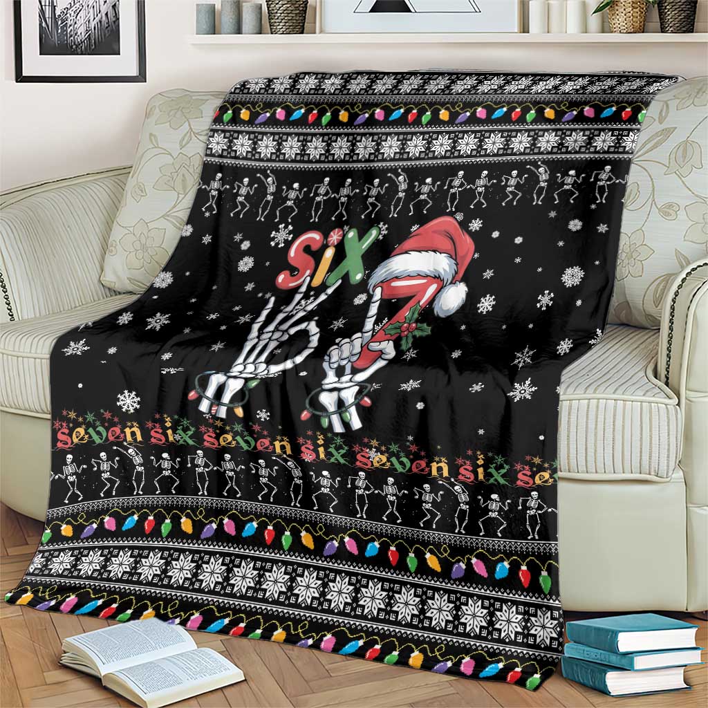 Six Seven Funny Skeleton Fingers Christmas Blanket Creepy Santa Skeleton Hands - Wonder Print Shop