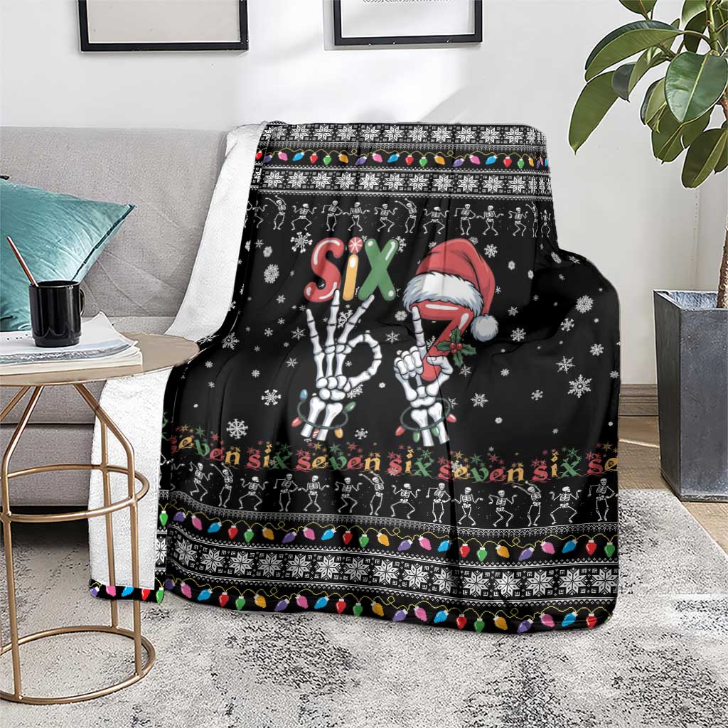 Six Seven Funny Skeleton Fingers Christmas Blanket Creepy Santa Skeleton Hands - Wonder Print Shop