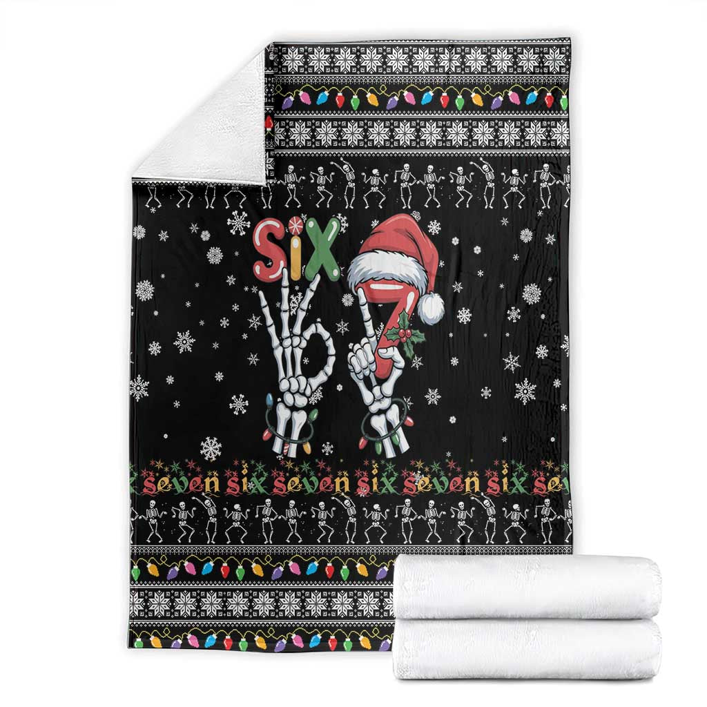 Six Seven Funny Skeleton Fingers Christmas Blanket Creepy Santa Skeleton Hands - Wonder Print Shop