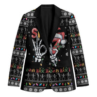 Six Seven Funny Skeleton Fingers Christmas Blazer Creepy Santa Skeleton Hands - Wonder Print Shop