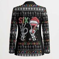 Six Seven Funny Skeleton Fingers Christmas Blazer Creepy Santa Skeleton Hands - Wonder Print Shop