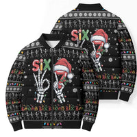 Six Seven Funny Skeleton Fingers Christmas Bomber Puffer Jacket Creepy Santa Skeleton Hands - Wonder Print Shop