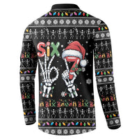 Six Seven Funny Skeleton Fingers Christmas Button Sweatshirt Creepy Santa Skeleton Hands - Wonder Print Shop