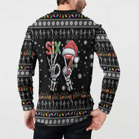 Six Seven Funny Skeleton Fingers Christmas Button Sweatshirt Creepy Santa Skeleton Hands - Wonder Print Shop