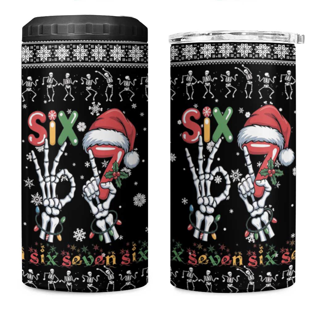Six Seven Funny Skeleton Fingers Christmas 4 in 1 Can Cooler Tumbler Creepy Santa Skeleton Hands - Wonder Print Shop