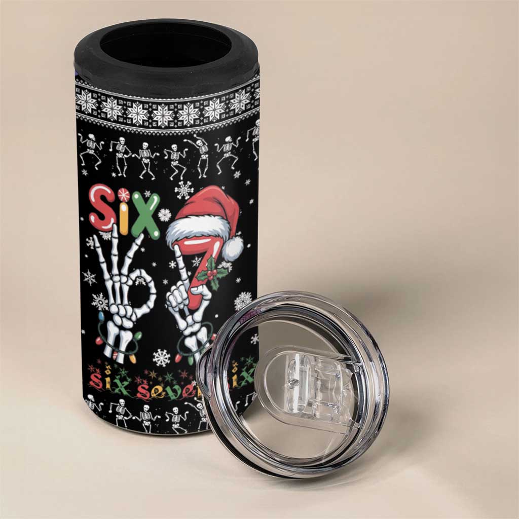 Six Seven Funny Skeleton Fingers Christmas 4 in 1 Can Cooler Tumbler Creepy Santa Skeleton Hands - Wonder Print Shop