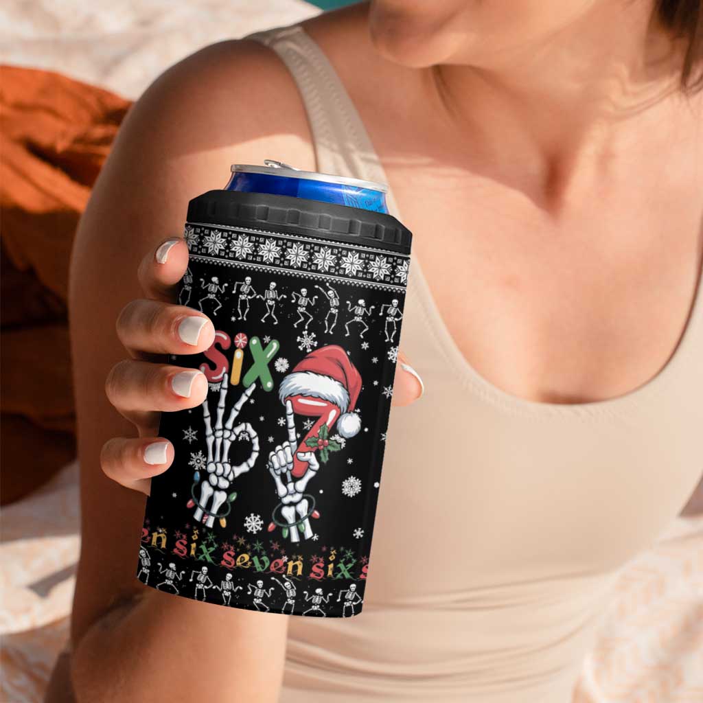 Six Seven Funny Skeleton Fingers Christmas 4 in 1 Can Cooler Tumbler Creepy Santa Skeleton Hands - Wonder Print Shop