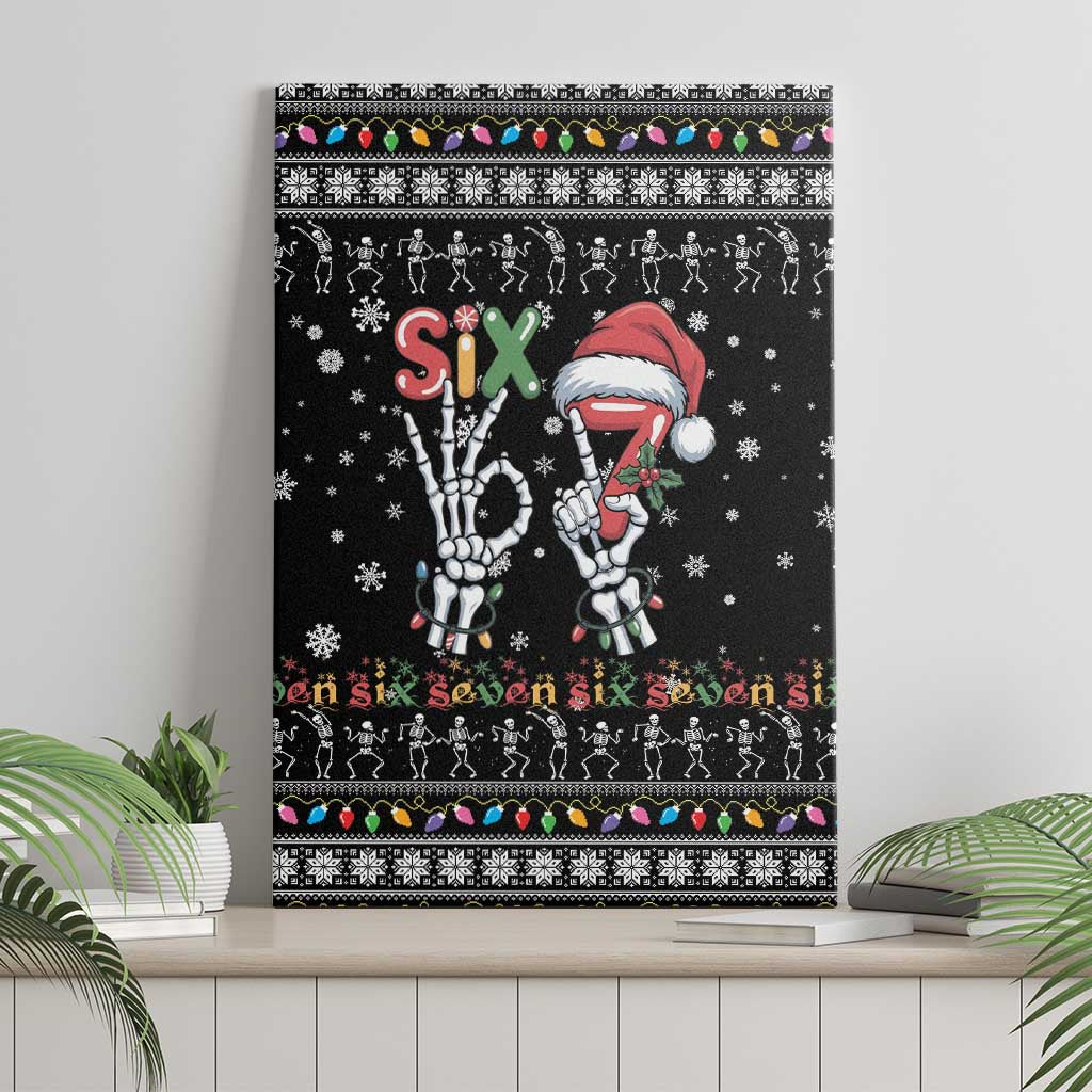 Six Seven Funny Skeleton Fingers Christmas Canvas Wall Art Creepy Santa Skeleton Hands - Wonder Print Shop