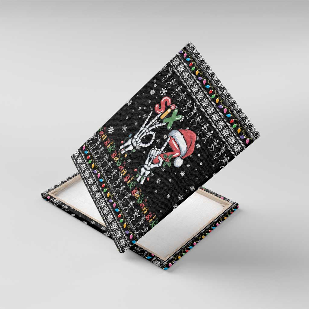 Six Seven Funny Skeleton Fingers Christmas Canvas Wall Art Creepy Santa Skeleton Hands - Wonder Print Shop