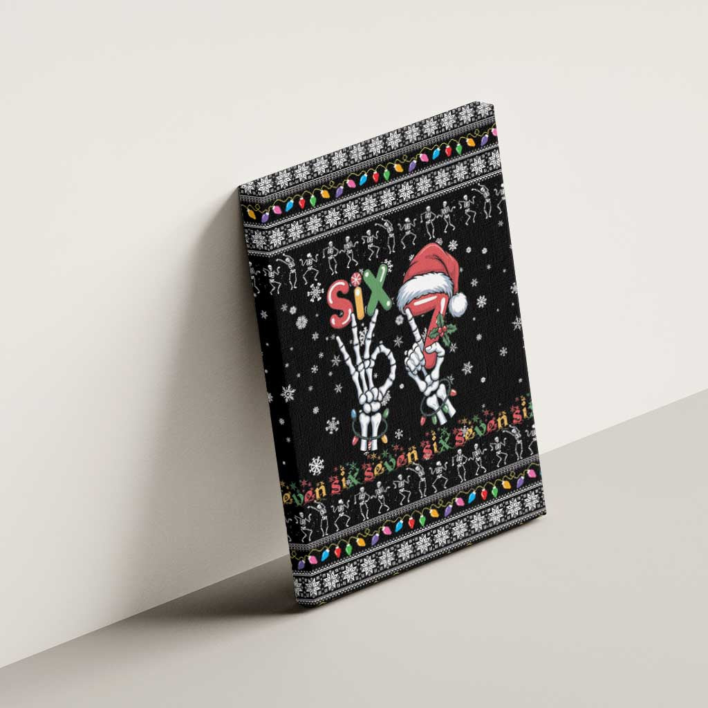 Six Seven Funny Skeleton Fingers Christmas Canvas Wall Art Creepy Santa Skeleton Hands - Wonder Print Shop