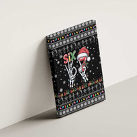 Six Seven Funny Skeleton Fingers Christmas Canvas Wall Art Creepy Santa Skeleton Hands - Wonder Print Shop