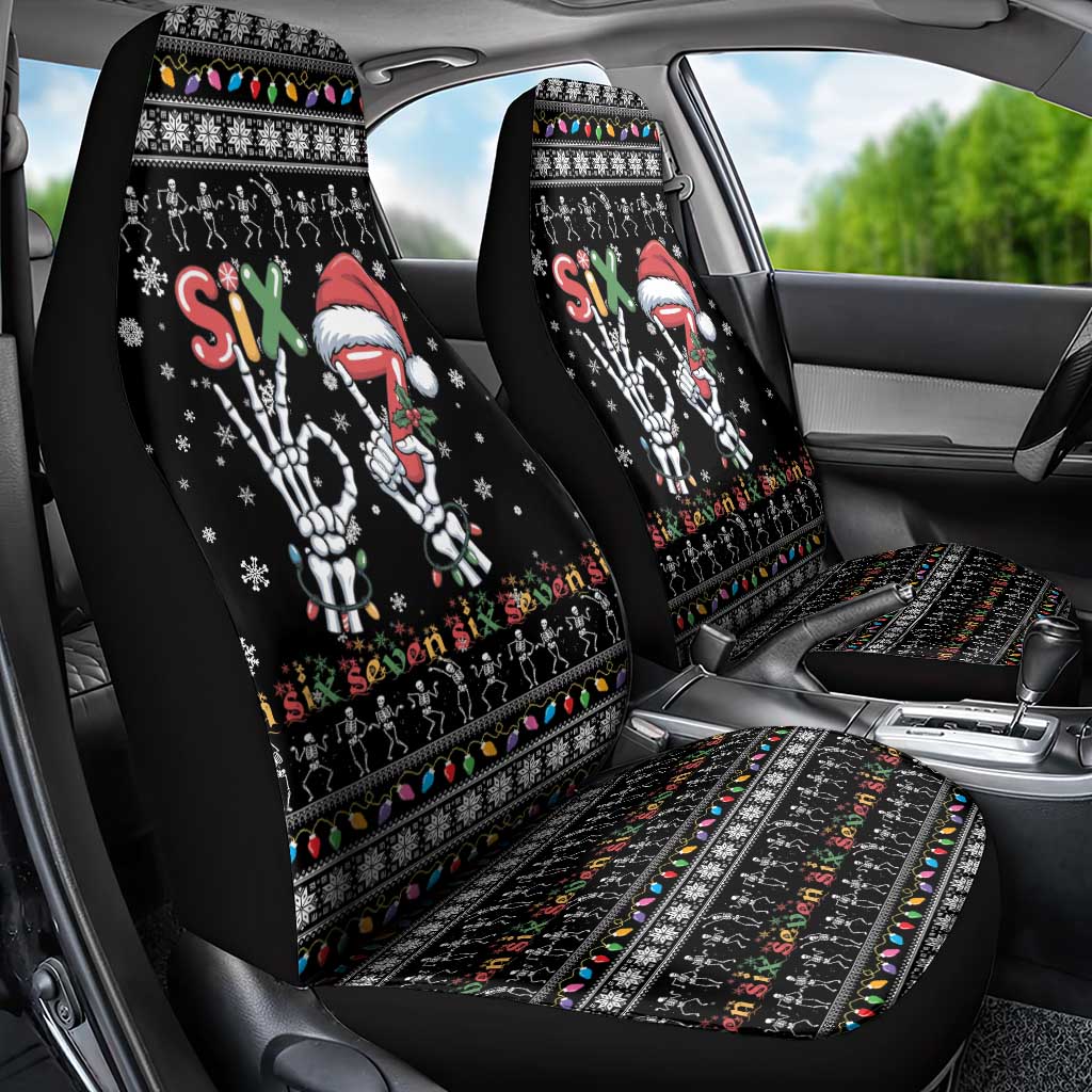 Six Seven Funny Skeleton Fingers Christmas Car Seat Cover Creepy Santa Skeleton Hands - Wonder Print Shop