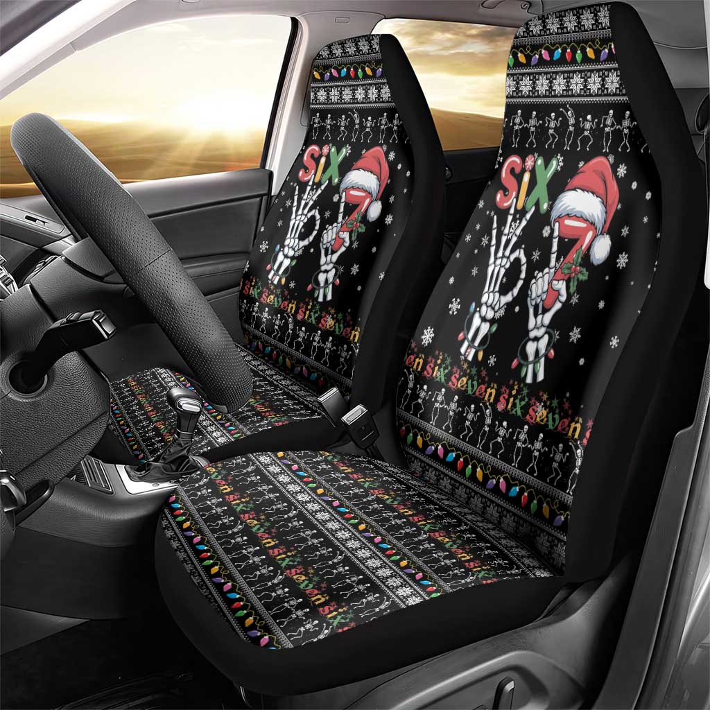 Six Seven Funny Skeleton Fingers Christmas Car Seat Cover Creepy Santa Skeleton Hands - Wonder Print Shop