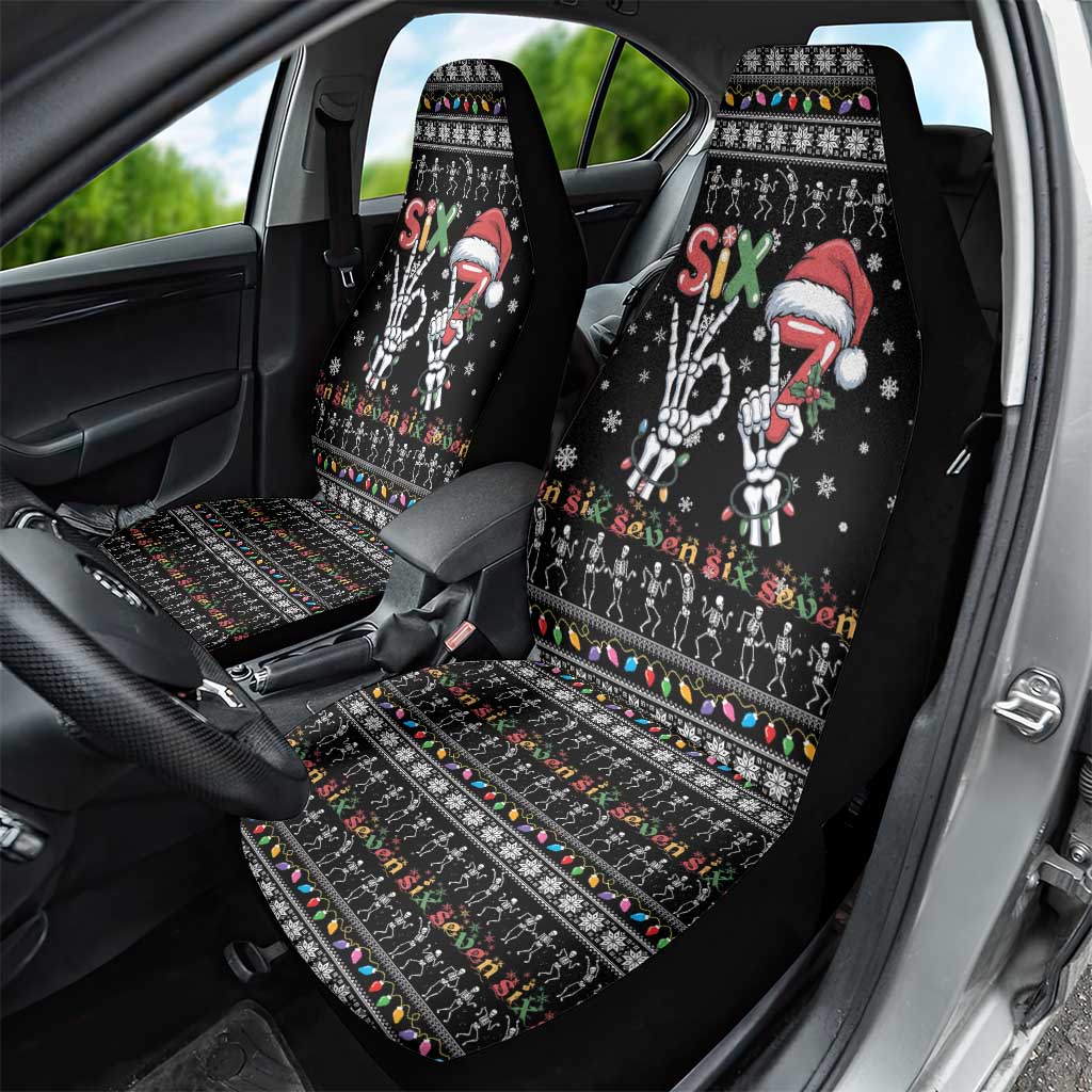 Six Seven Funny Skeleton Fingers Christmas Car Seat Cover Creepy Santa Skeleton Hands - Wonder Print Shop