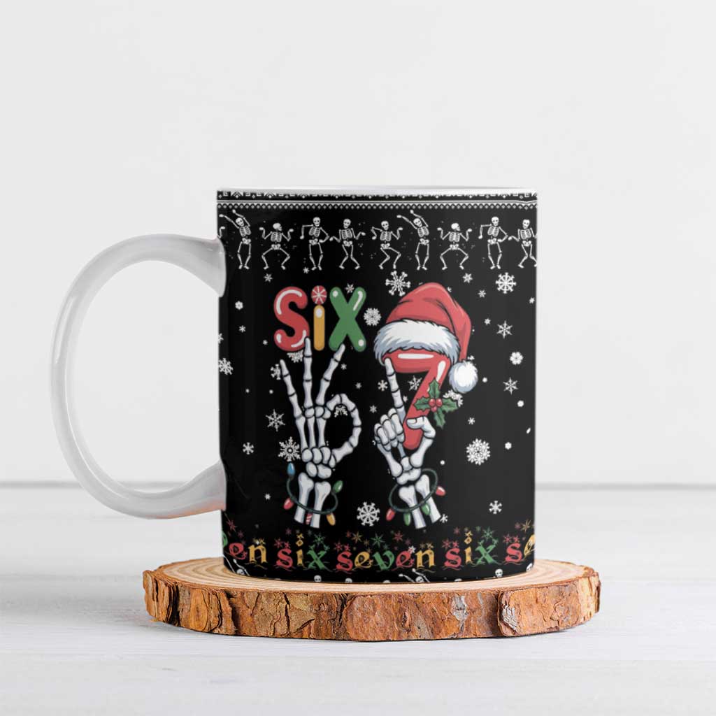 Six Seven Funny Skeleton Fingers Christmas Ceramic Mug Creepy Santa Skeleton Hands - Wonder Print Shop
