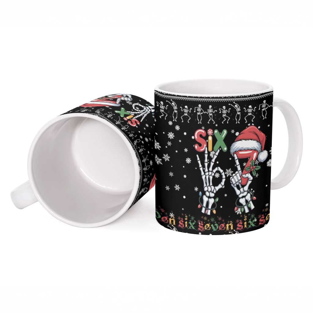 Six Seven Funny Skeleton Fingers Christmas Ceramic Mug Creepy Santa Skeleton Hands - Wonder Print Shop
