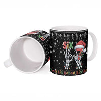 Six Seven Funny Skeleton Fingers Christmas Ceramic Mug Creepy Santa Skeleton Hands - Wonder Print Shop