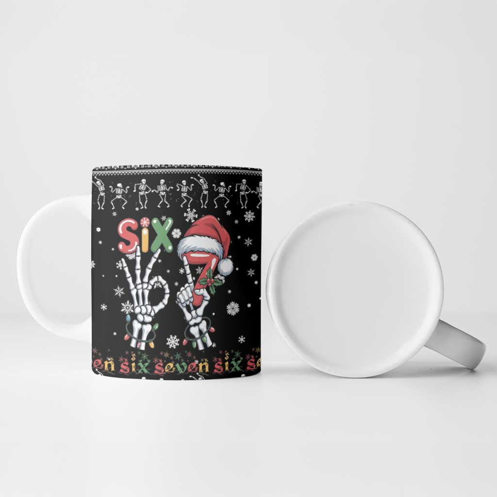 Six Seven Funny Skeleton Fingers Christmas Ceramic Mug Creepy Santa Skeleton Hands - Wonder Print Shop